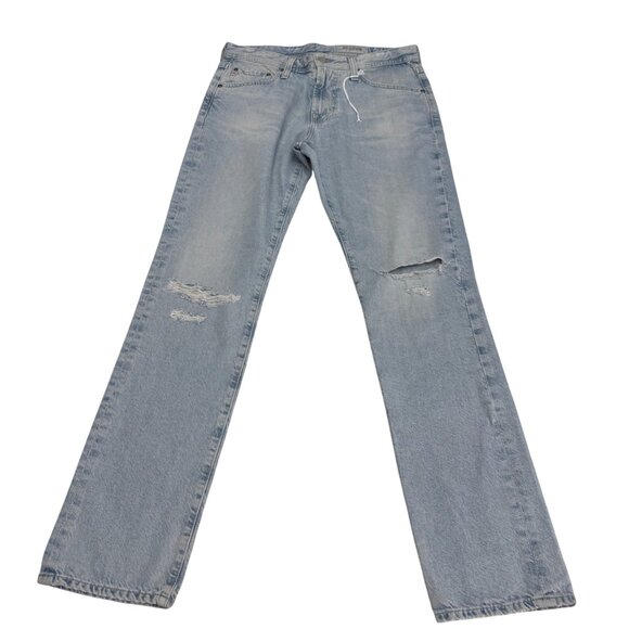 NEW AG Everett Slim Straight Jean Men's Light Blue Distressed Denim Pants Sz 32